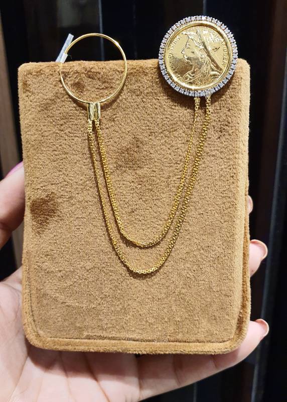 GINI CHAIN POCKET  GOLD DIAMOND BROOCH