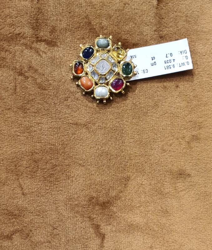 SQ NAVRATAN GOLD JADAU POLKI PENDANT