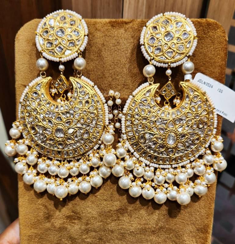 LOTUS CHAND BALI  LIGHT WT GOLD JADAU EARRINGS