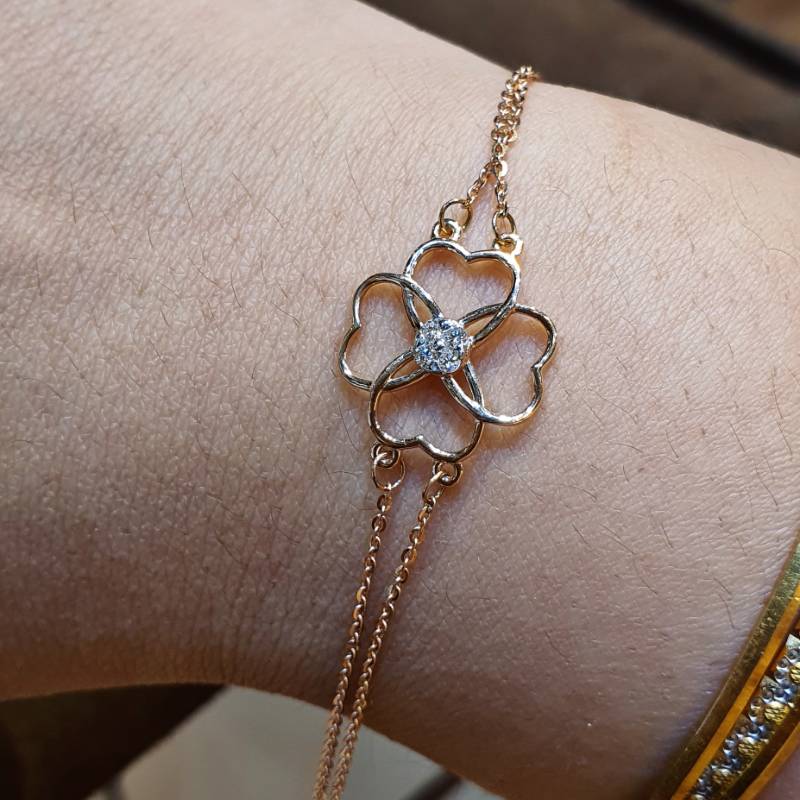 HEART FLOWER GOLD DIAMOND BRACELET