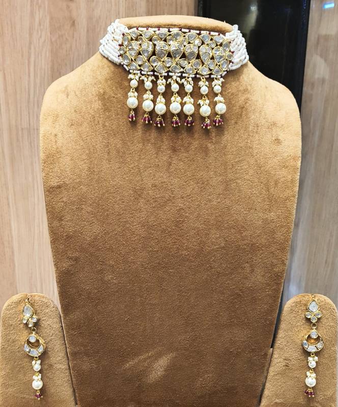 CARNA PEARL GOLD JADAU POLKI CHOKER SET