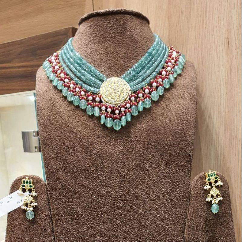 CLASSIC ROUND DIAMOND POLKI LIGHT WT GOLD JADAU PENDANT