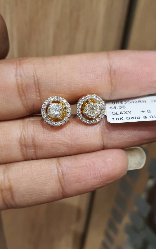 ROUND GHERI SOLITAIRE GOLD DIAMOND EARRINGS