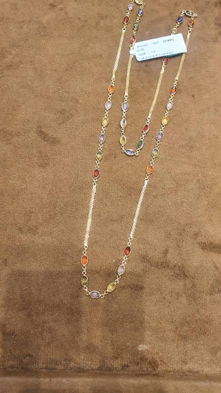 6THIRA MULTI COLOR GOLD ZIRCON POLKI CHAIN
