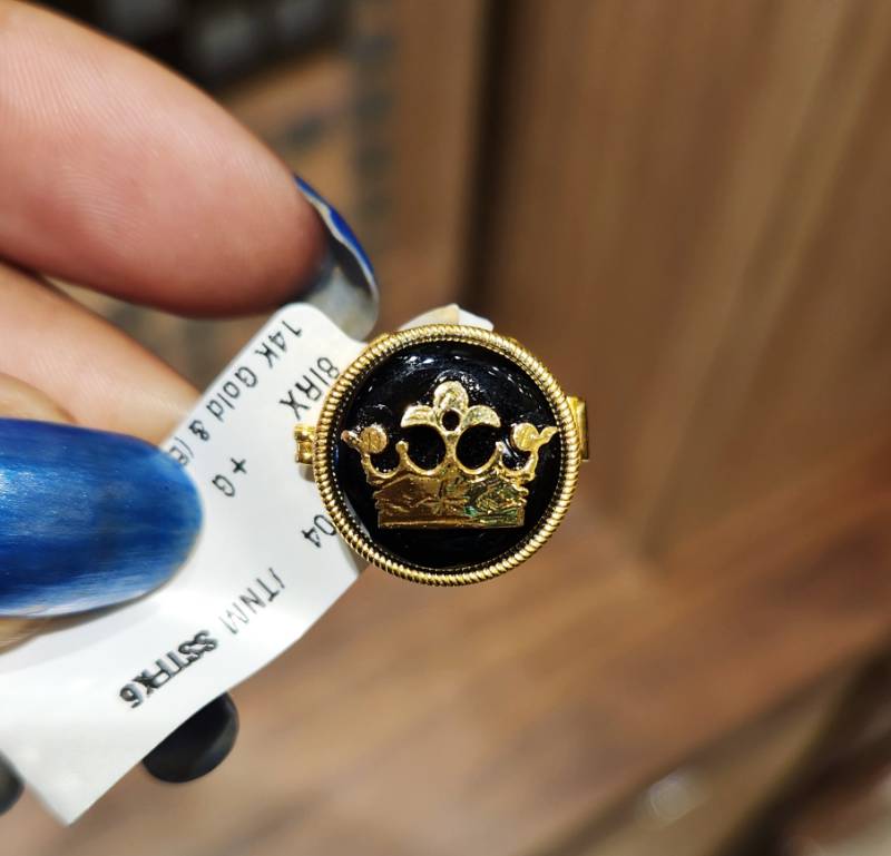 KING BLACK BUTTON PLAIN GOLD CUFFLINK