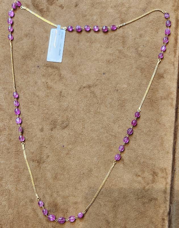 RUBY BEADS GOLD CHAIN