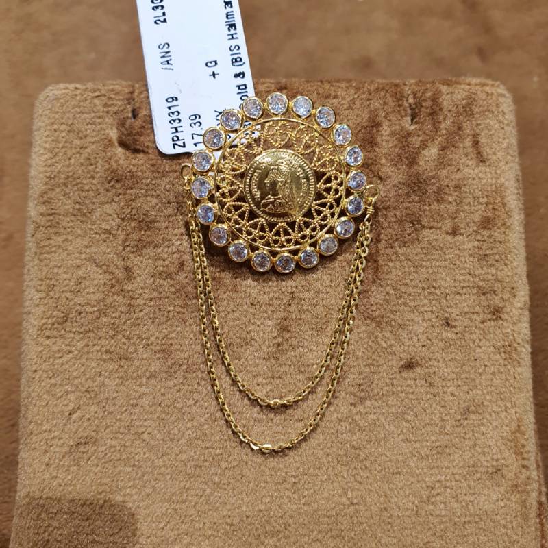 GINI GOLD ZIRCON POLKI BROACH
