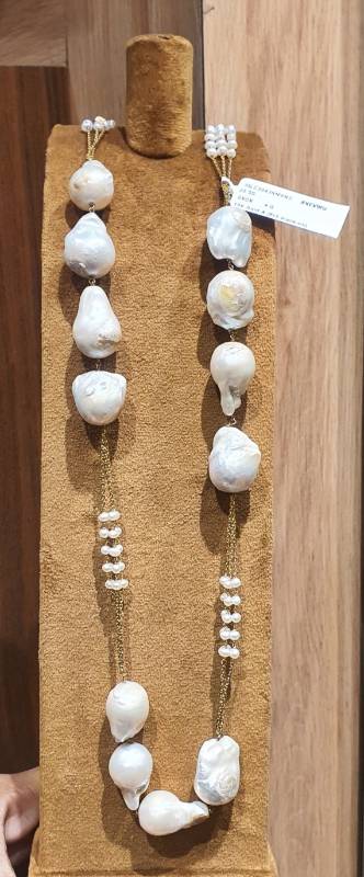 BAROQUE PEARL 3L GOLD  CHAIN