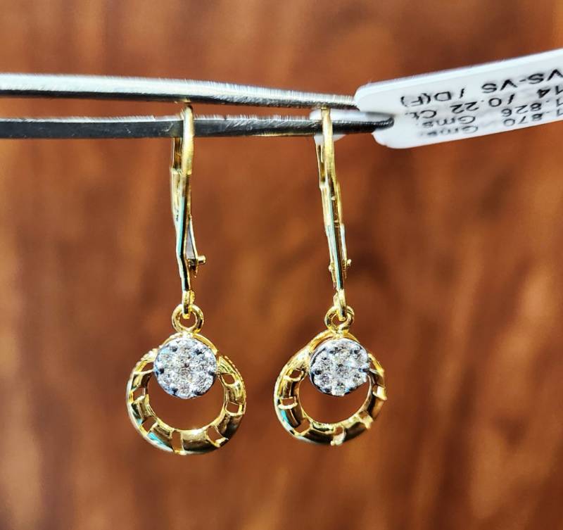 DROP HANGING GOLD DIAMOND EARRINGS