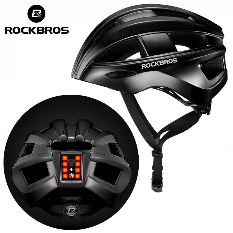 Casco con luz trasera negro Rockbros-ZK-013BK