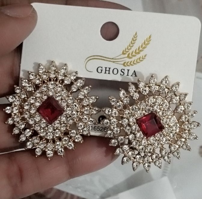 Ruby Cubic Zircon Studs eg