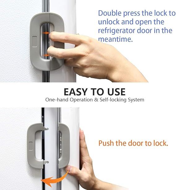 Child Safety Refrigerator Lock | Double Button | Baby Proof | White & Grey