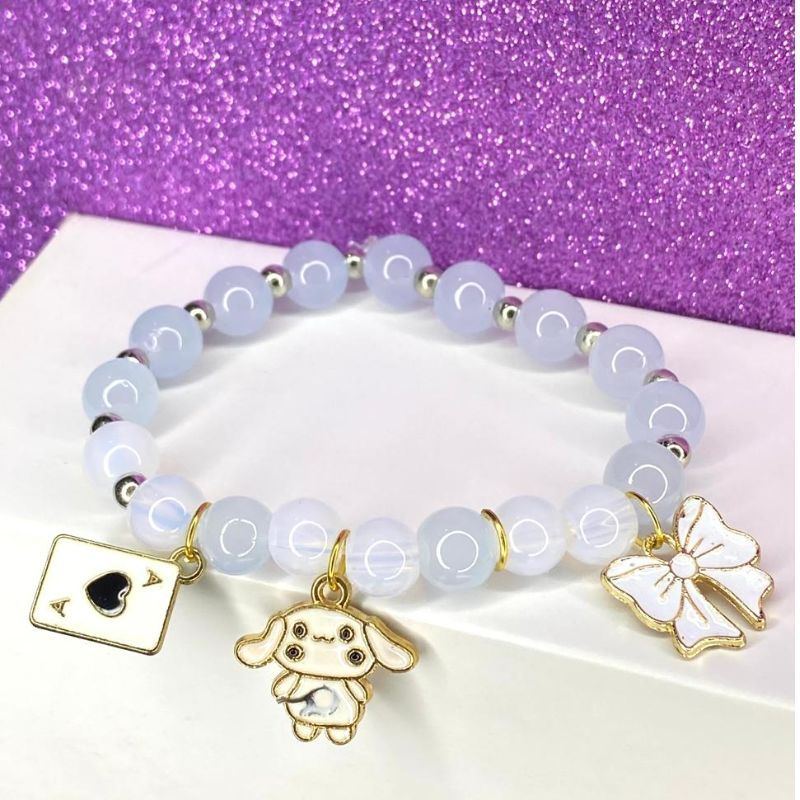 Sea Blue Elephant and Butterfly Charm Beeds Bracelet