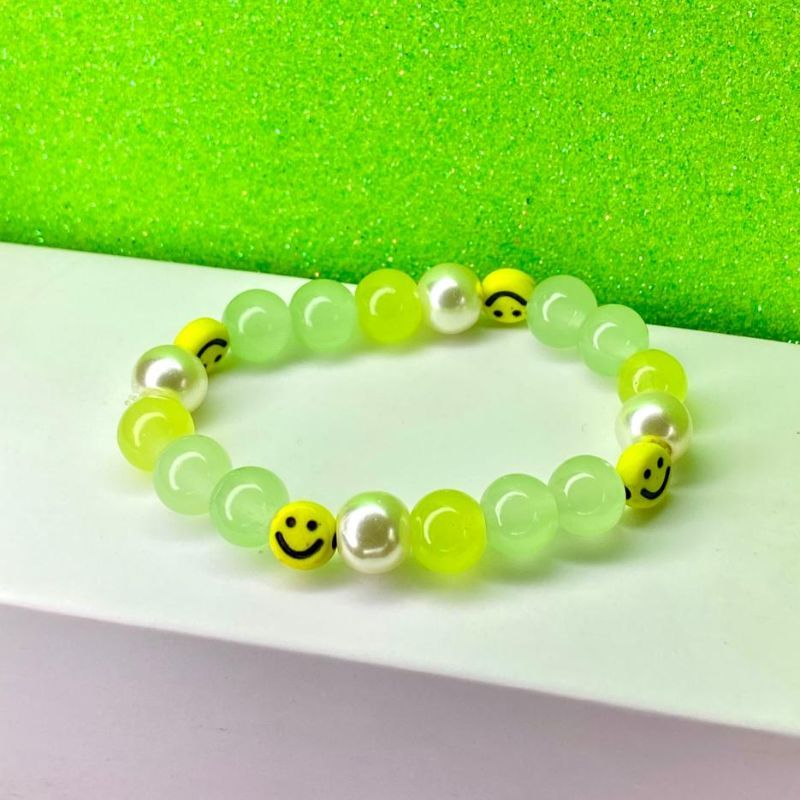 Green With Golden Beeds Bracelet