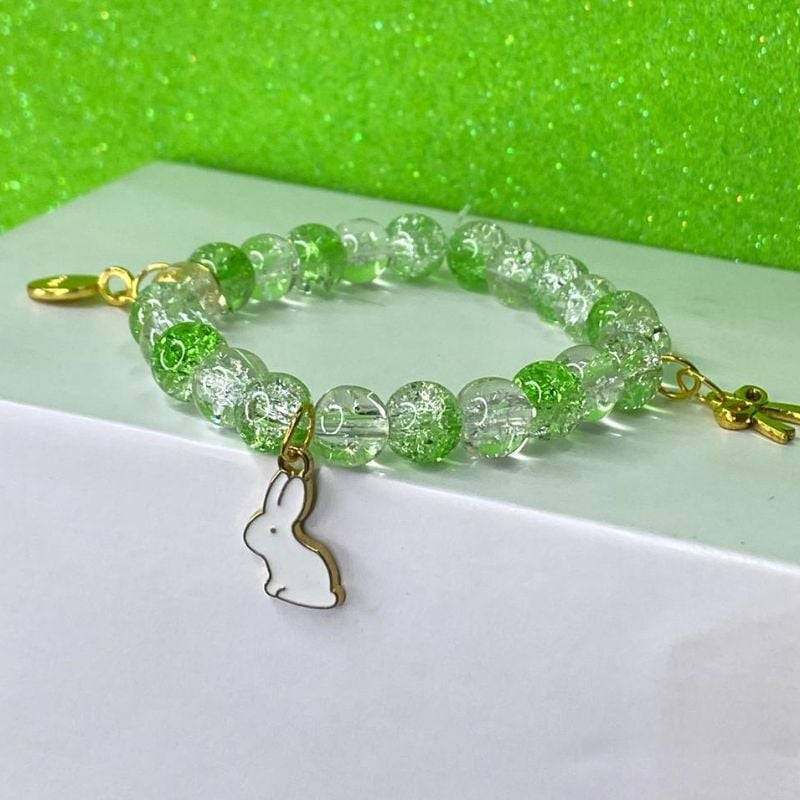 Green White Bunny Beeds Bracelet