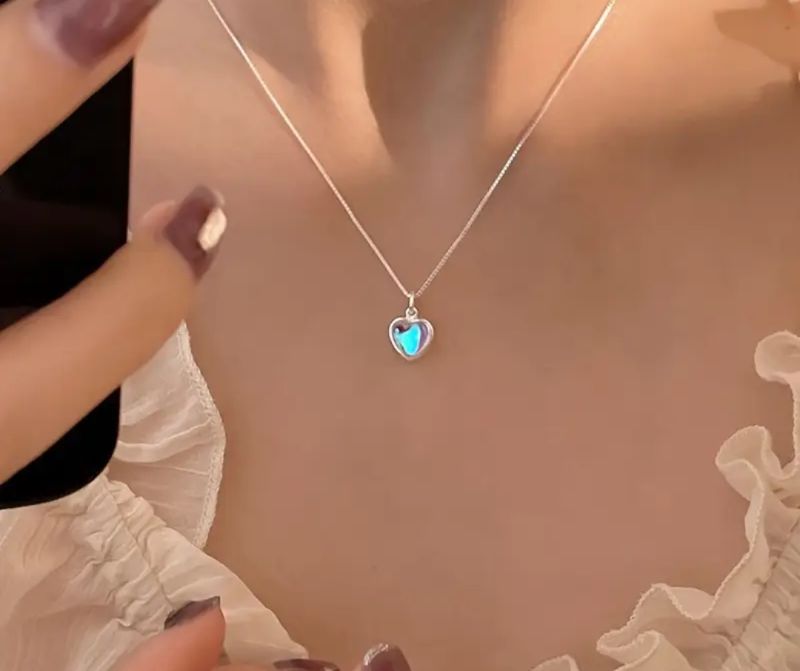 Imported Silver Small Heart Rainbow Necklace