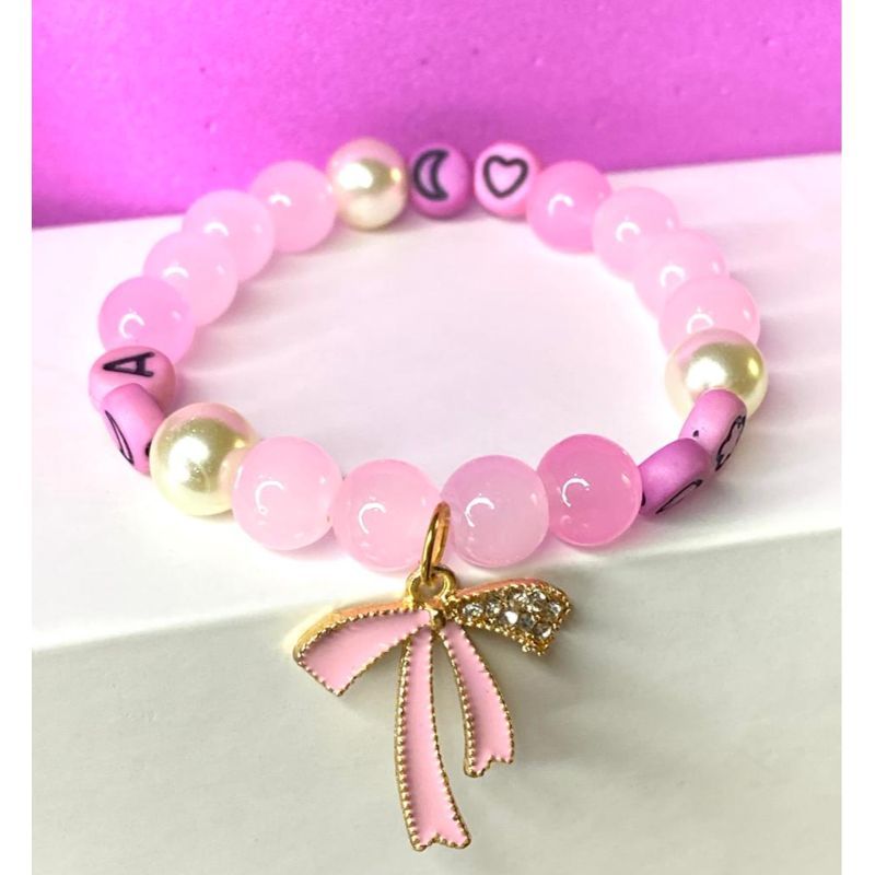 Pink Tie Beeds Bracelet