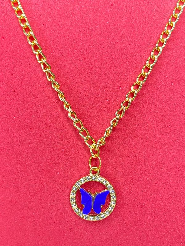 Blue Butterfly Chain Necklace