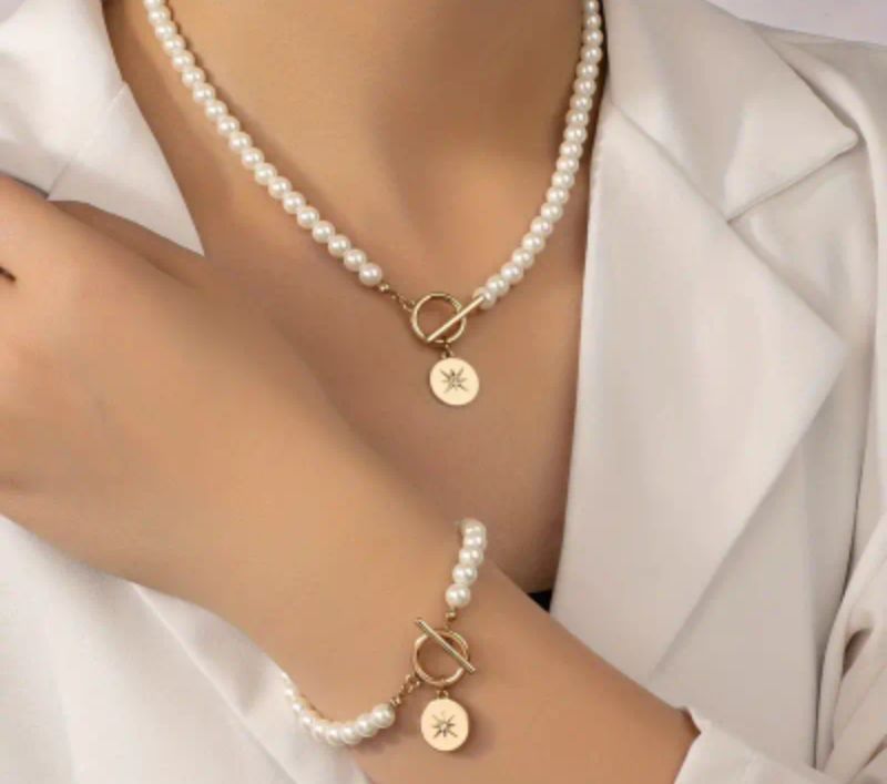 Pearl Necklace with Bracelet