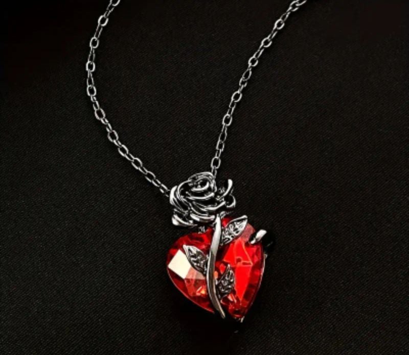 Imported Silver Red and Black Necklace