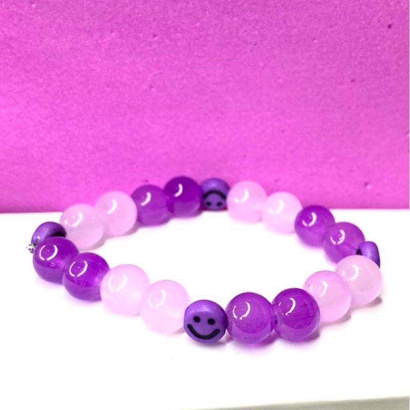 Purple White Beeds Bracelet