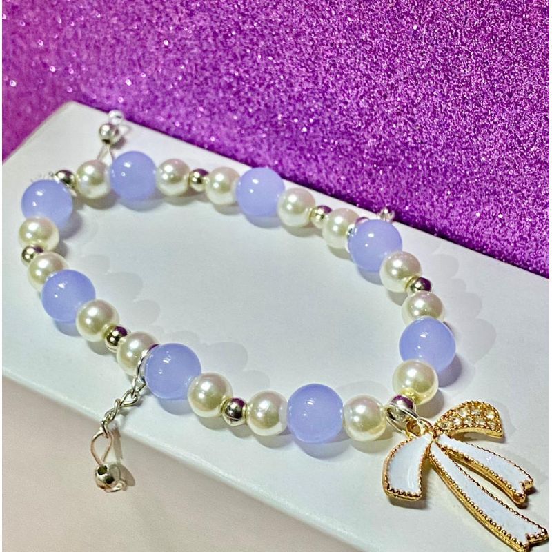Blue White Pearls Beeds Bracelet
