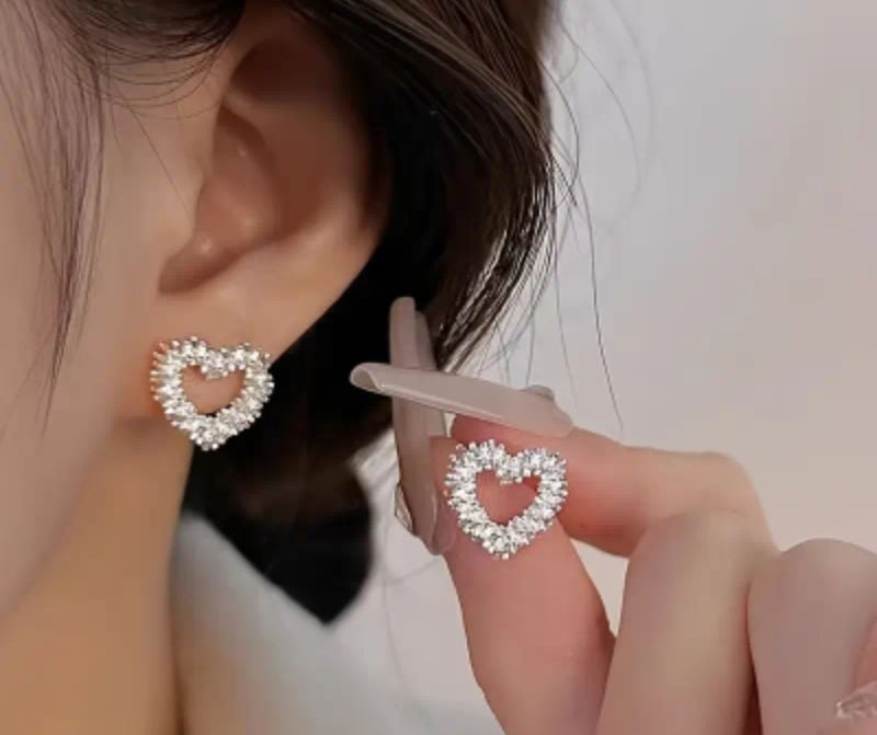 White Heart Earring