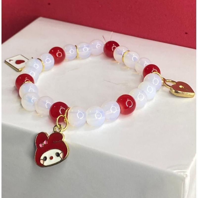 Red White Kitty Beeds Bracelet