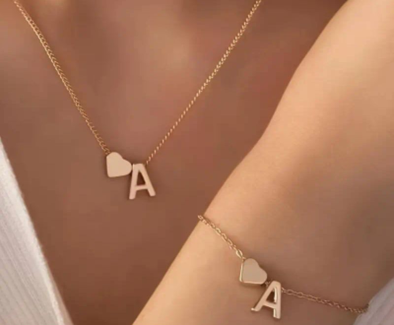 Necklace with Bracelet with letter A