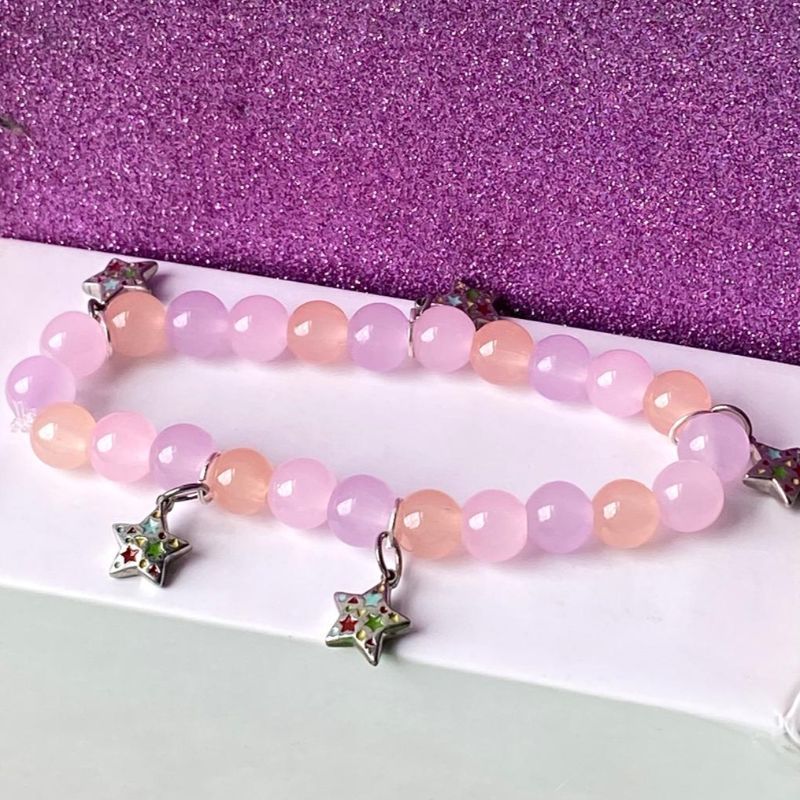 Pink White Star Beeds Bracelet