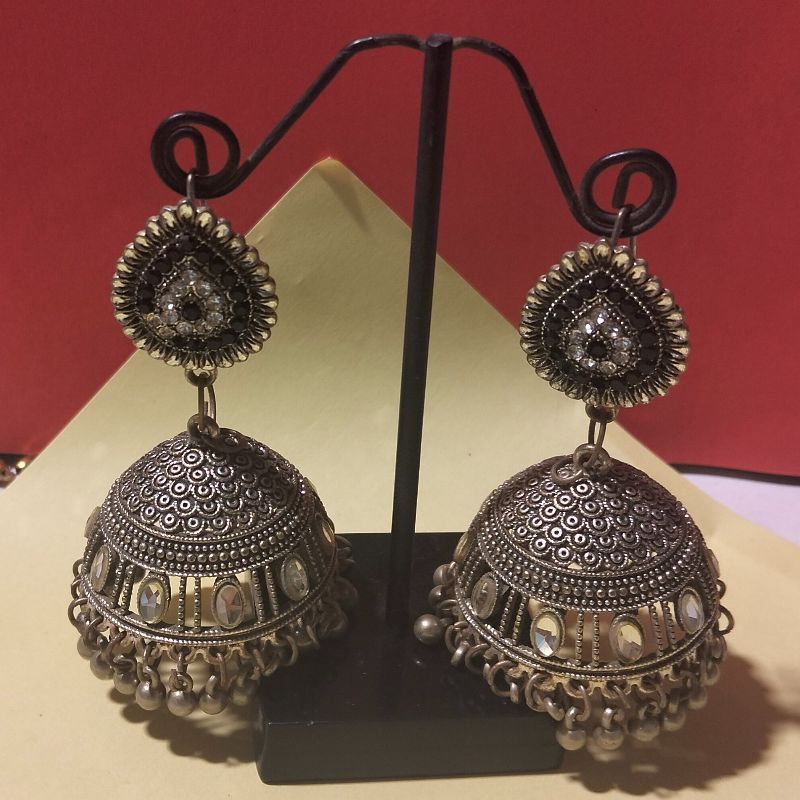 Silver black Mix Round Jhomkay