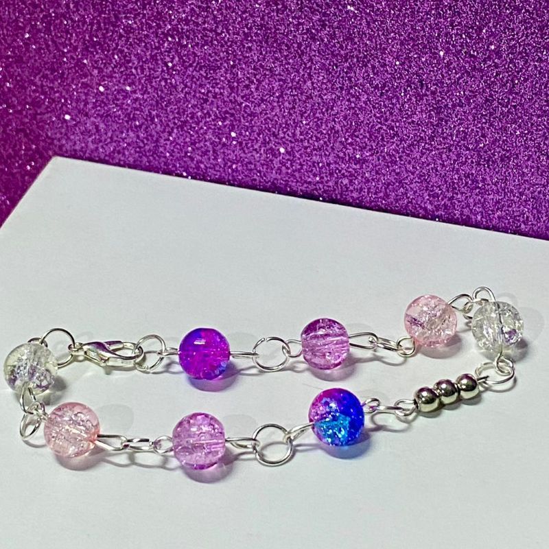 Pink Blue Chain Beeds Bracelet