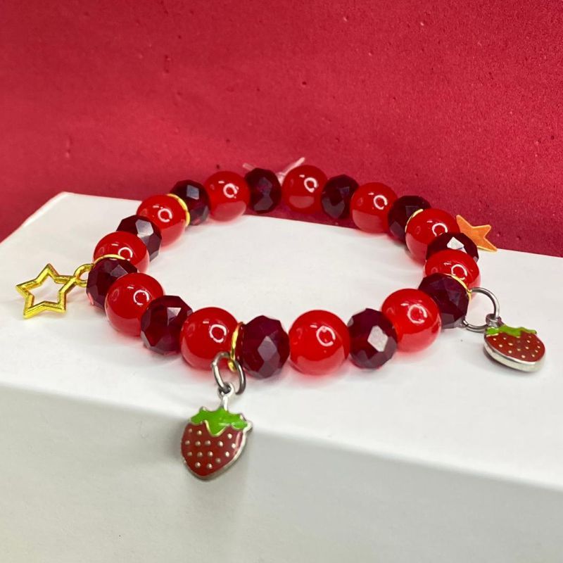 Red Black Stawberry Beeds Bracelet