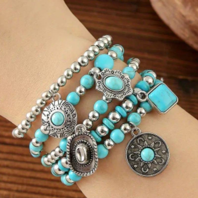 Handicraft Sea Blue Beads Bracelet 1