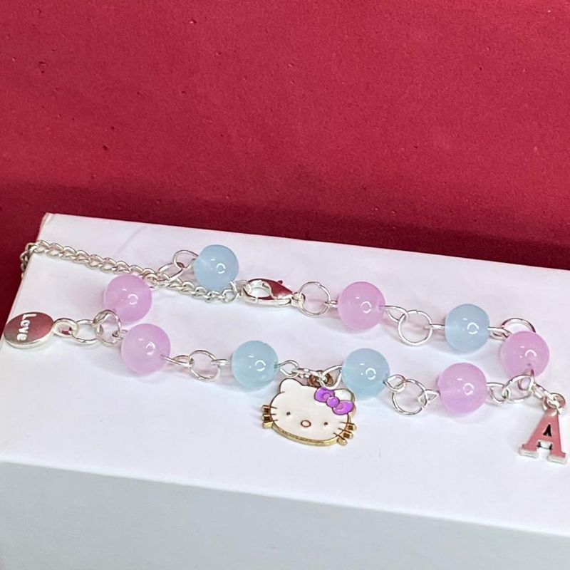 Kitty Chain Beeds Bracelet With alphabet