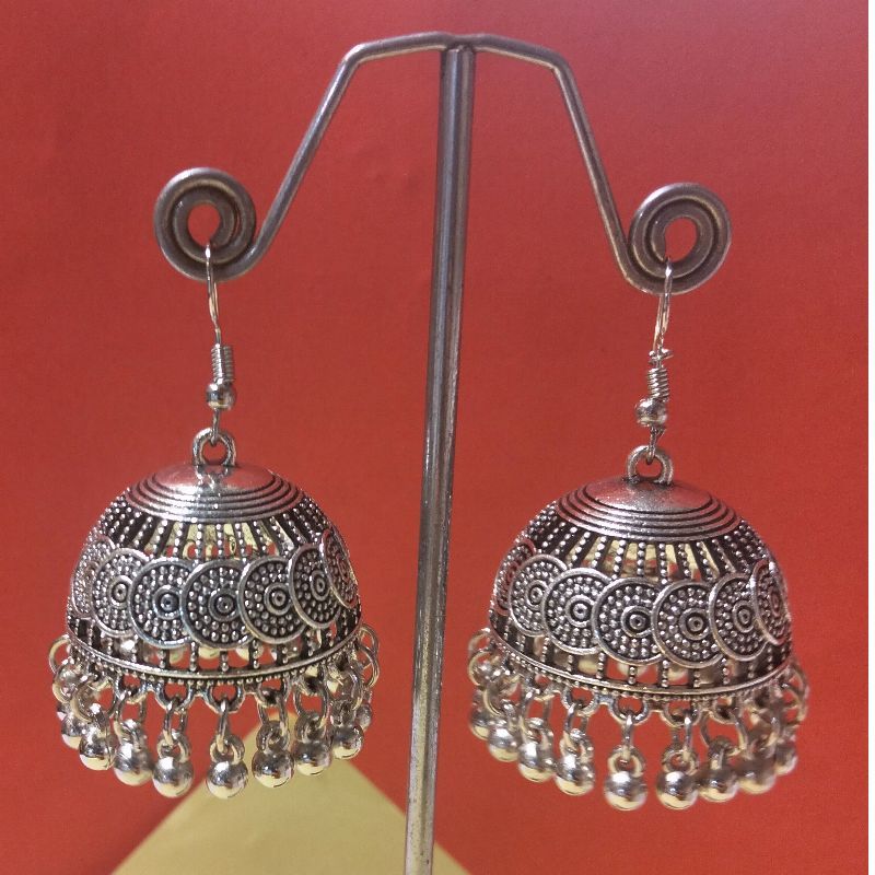 Silver Round Jhomkay