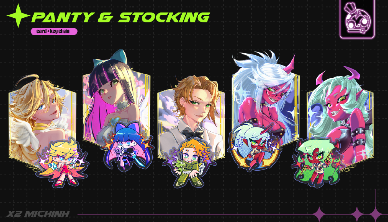 Panty & Stocking Keychain + Card