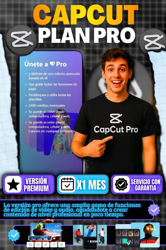 Capcut Pro Pantalla 1 mes