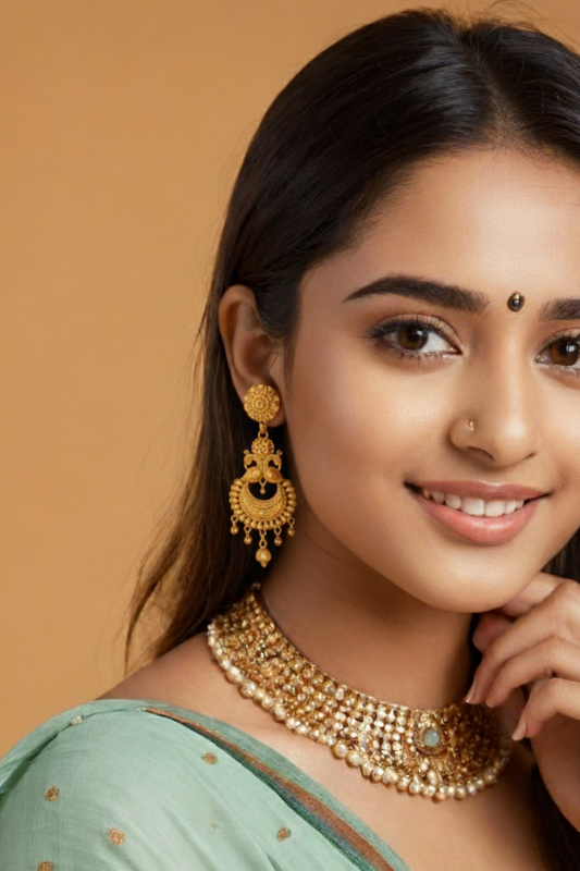 Peacock Design Gold Plated Long Earrings