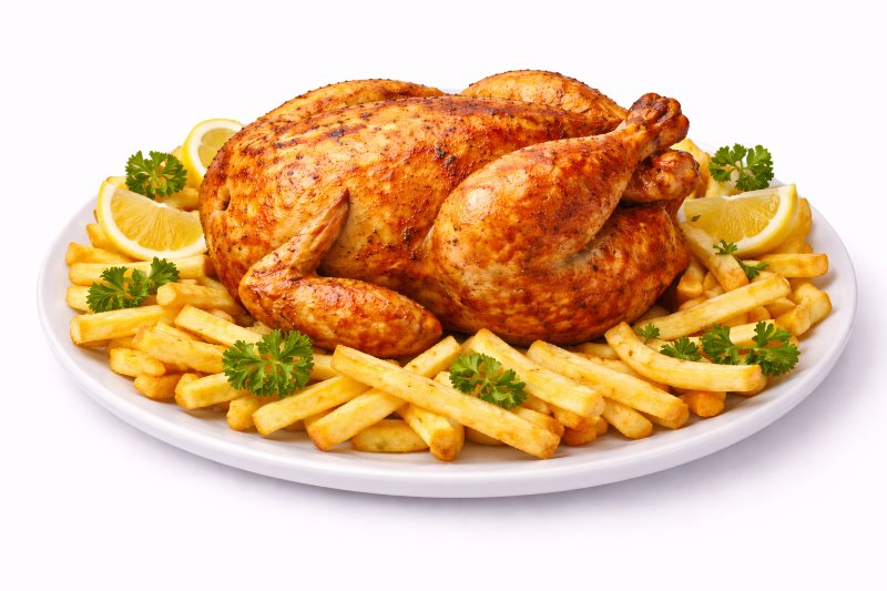 Pollo al espiedo c/ guarnición