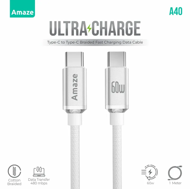 Amaze ULTRA CHARGE TYPE C TO TYPE C CABLE 60W 1M