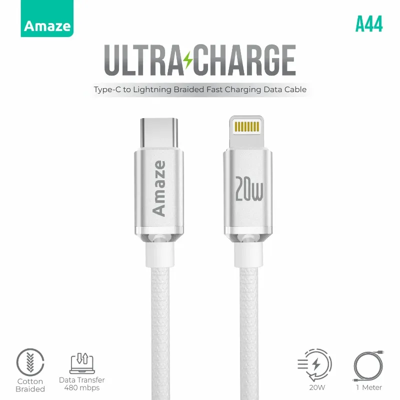 Amaze Ultra Charge Type C to Lightning Cable 20W 1m