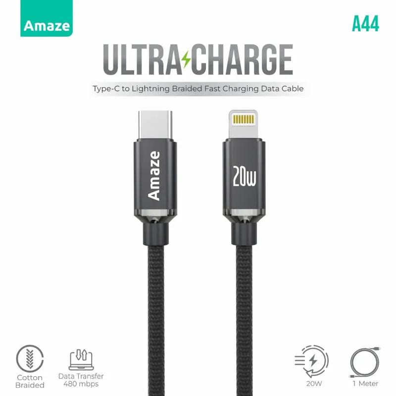 Amaze Ultra Charge Type C to Lightning Cable 20W 1m