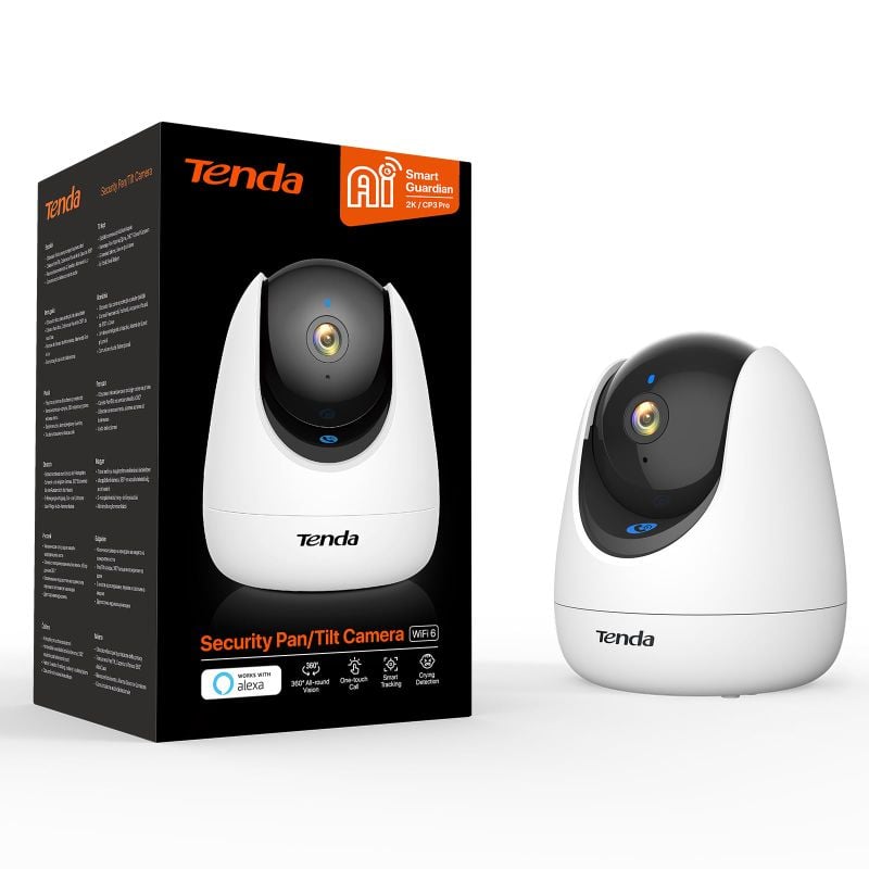 Tenda - Indoor Security Pan/Tilt WiFi Camera - 3MP