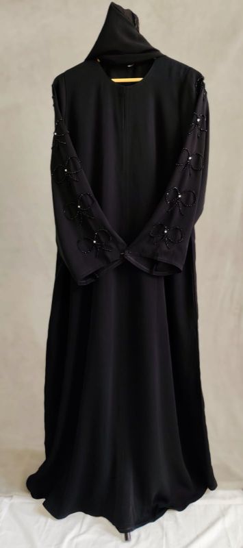Abaya with beats bow design on sleeves