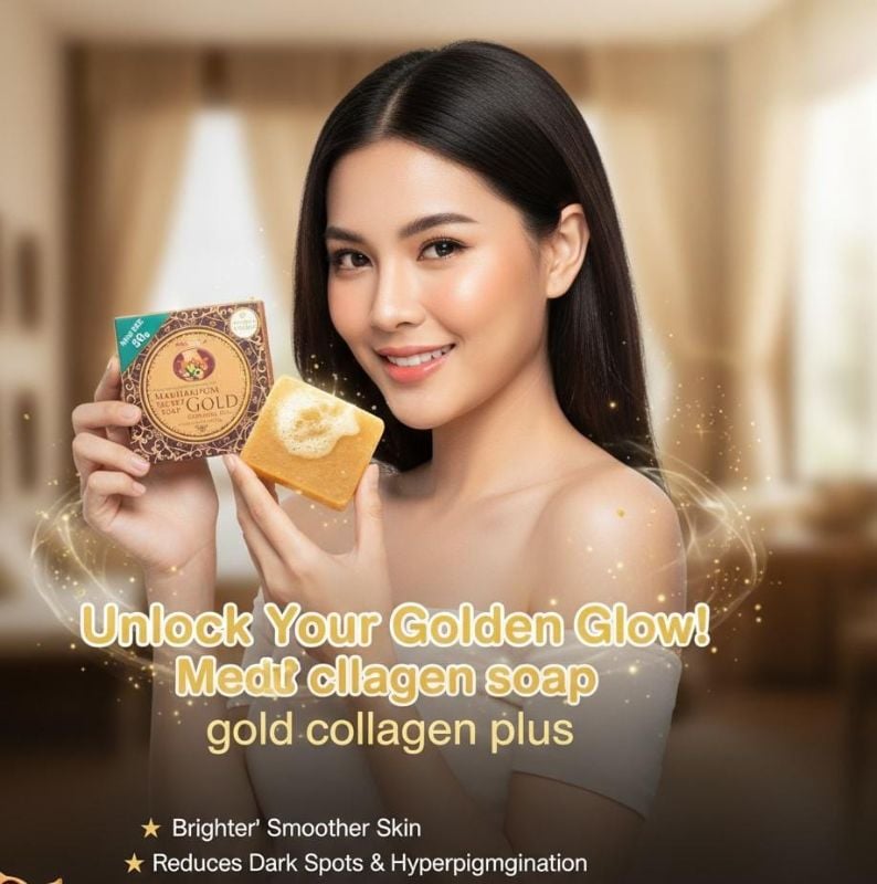 صابون ماخام بوم سيكريت الذهبي | تفتيح وعناية للمناطق الحساسة مع الكولاجين بلس Makham Pom Secret Gold Soap | Whitening and Care for Intimate Areas with Collagen Plus