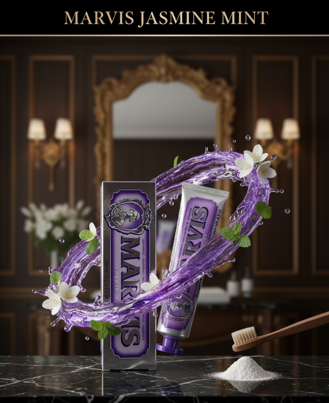 Marvis Jasmin Mint Toothpaste 85ml – Italian Luxury Toothpaste | Jasmine & Fresh Mint | Fluoride & Xylitol for Cavity Prevention, Plaque Reduction & Gentle Whitening