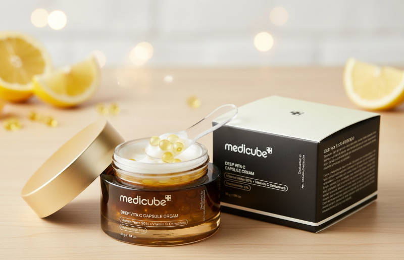 Medicube Deep Vita C Capsule Cream | 50% Sea Buckthorn Vitamin Water & 5% Niacinamide | Brightening Cream with Micro-Capsules