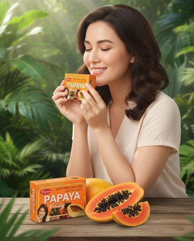 صابون رينيو بالبابايا والفواكه | صابون طبيعي لتفتيح البشرة 135 جرام  
Renew Papaya and Fruit Soap | Natural Skin Lightening Soap 135g