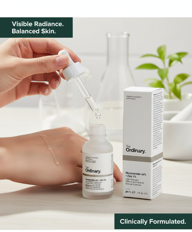 The Ordinary Niacinamide 10% + Zinc 1% | High-Strength Serum for Pores, Shine & Blemishes